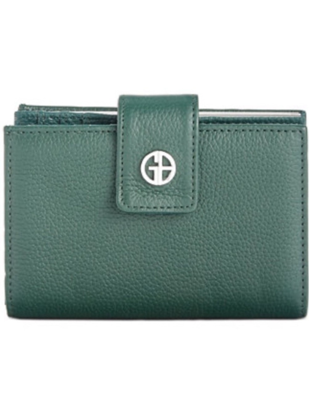 Giani Bernini Softy Leather Framed Wallet Green Silver new